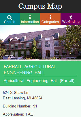 Farrall Agricultural Engineering Hall Driving directions Farrall Agricultural Engineering Hall Driving directions