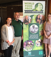 Makena Scultz, Reagan Gembarski and Kraig Ehm at the The Michigan State University Extension World Food Prize.