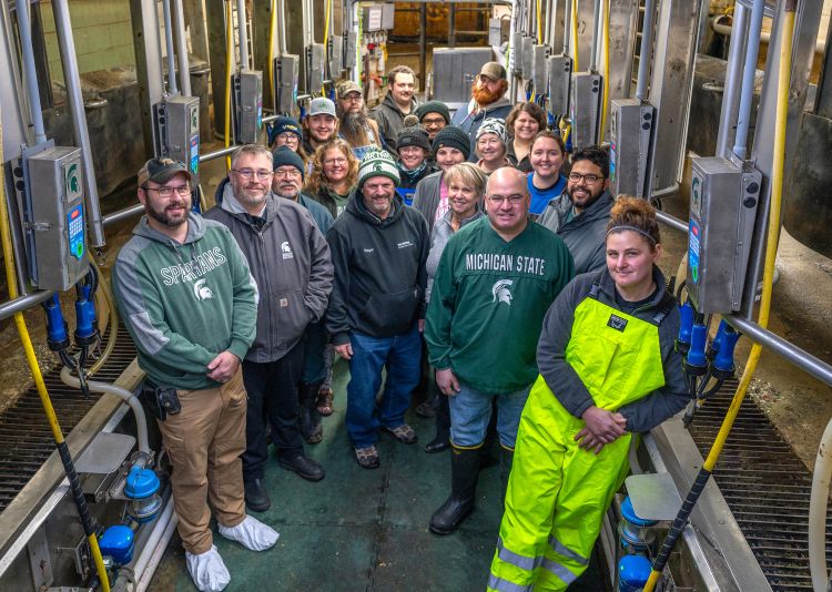 MSU Dairy Farm staff and leadership at the MSU Dairy Cattle Teaching and Research Center.