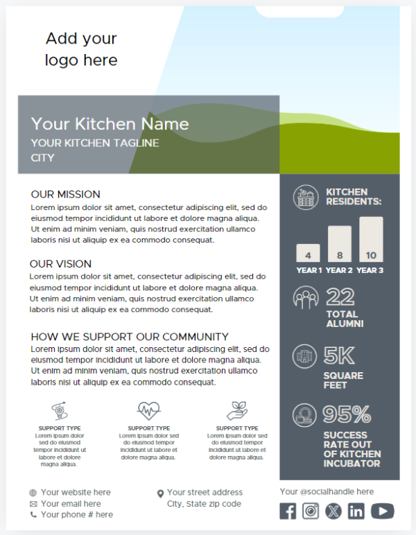 Screenshot of the fillable template for outreach.