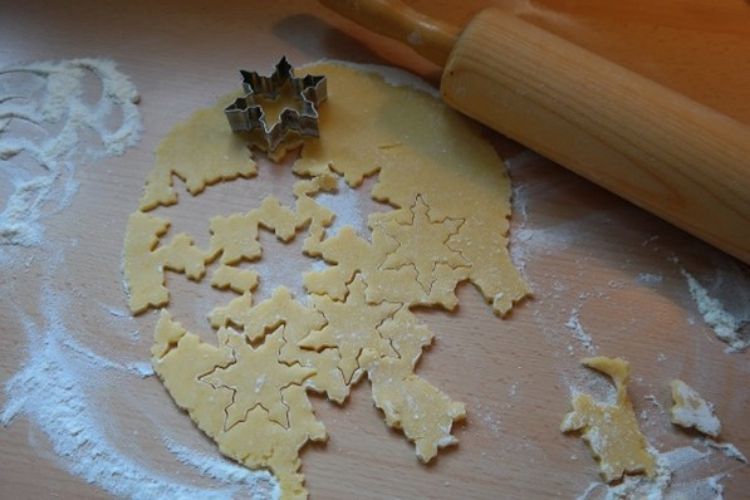 Cookies being cut.