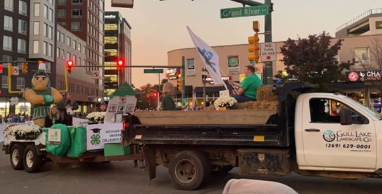 The MSU Collegiate 4-H Club homecoming parade float.