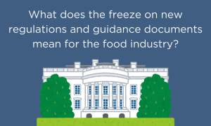 What does the freeze on new regulations and guidance documents mean for the food industry?