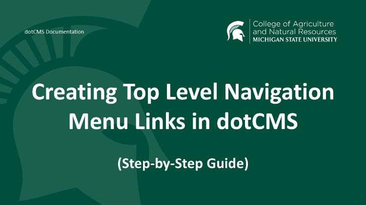 Title for Creating Top Level Navigation Menu Links in dotCMS