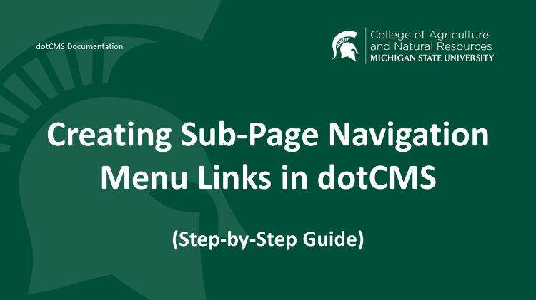Title slide for Creating Sub-Page Navigation Menu Links in dotCMS
