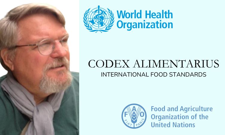 Photo of Scott Haskell. Logos for WHO, FAO, and Codex Alimentarius.