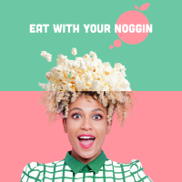 Think Food Safety graphic of person with popcorn on their head