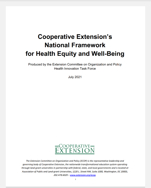 An image of the first page of the framework document.