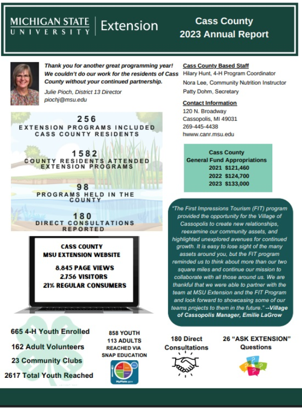 Cover photo of the Cass County Annual Report for 2023.