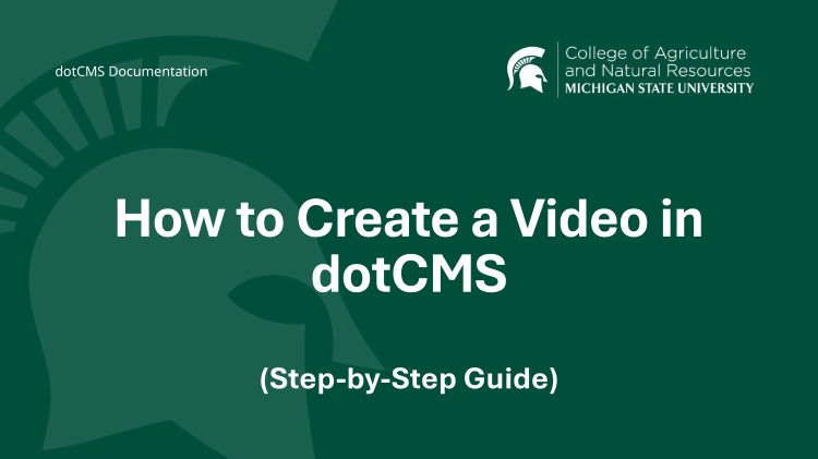 dotCMS page that accesses video entries
