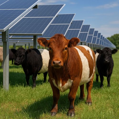 two cows grazing