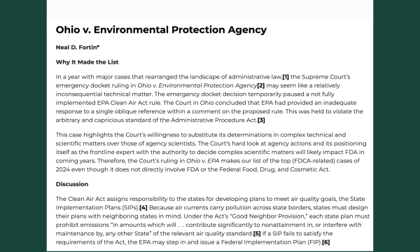 First page of article Ohio v. Environmental Protection Agency