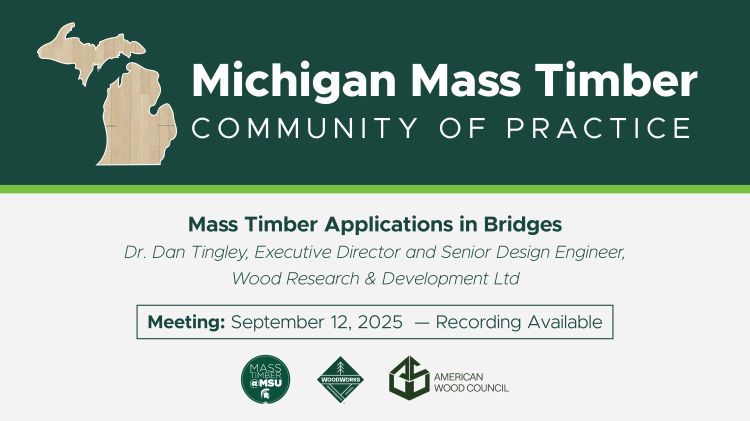 Michigan Mass Timber Community of Practice September 2025 flyer.