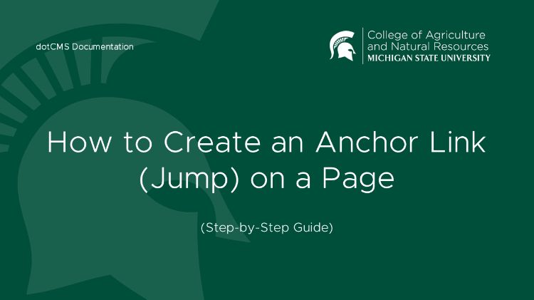 Title slide for How to Create an Anchor Link (Jump) on a Page.