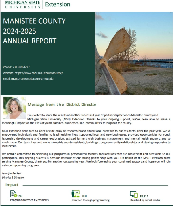 Front cover of the manistee county report