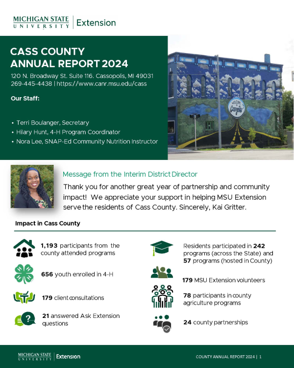 Cover photo of the Cass County Annual Report for 2024.