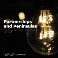 Partnerships and Peninsulas title over a light bulb image.