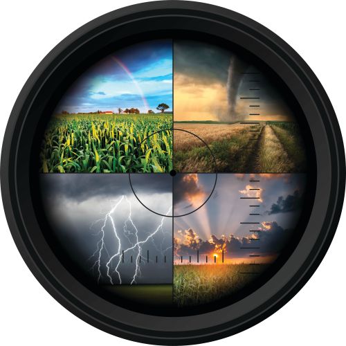 Camera lens with four different weather panels.