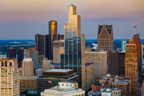 Aerial photo of Bedrock's Hudson's Detroit Development