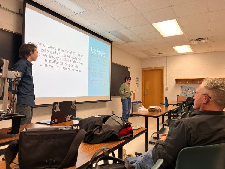 Student leaders presenting their policy proposal on April 20th, 2026 in Community Sustainability 464 course.