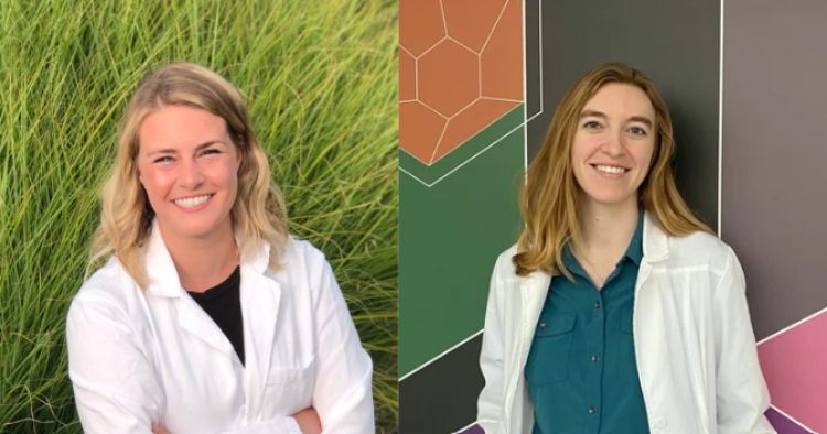 Headshot images of two women in lab coats, Alexandra Yaw and Brooke Van Loh, are positioned side by side