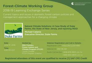 FCWG 2018-19 Learning Exchange Series Session: Natural Climate Solutions in New Jersey