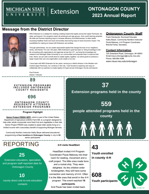 A photo of the first page of the report.