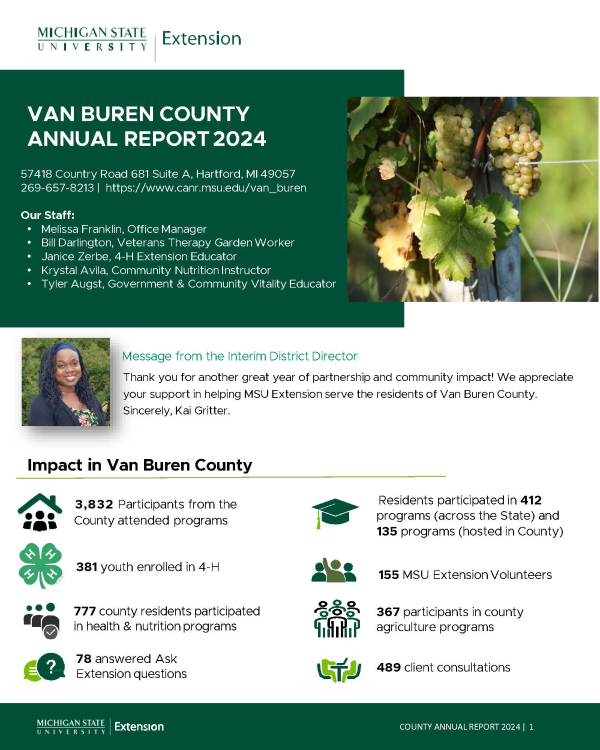 This is a front cover image of the 2024 Van Buren Annual Report.