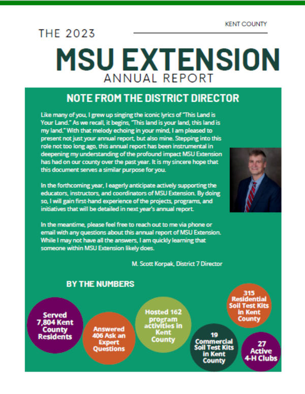 Sample Front cover of Kent County Annual Report