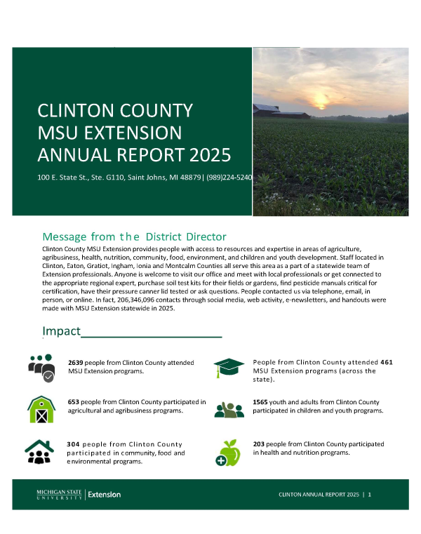 2025 Clinton County MSU Extension Annual Report page one