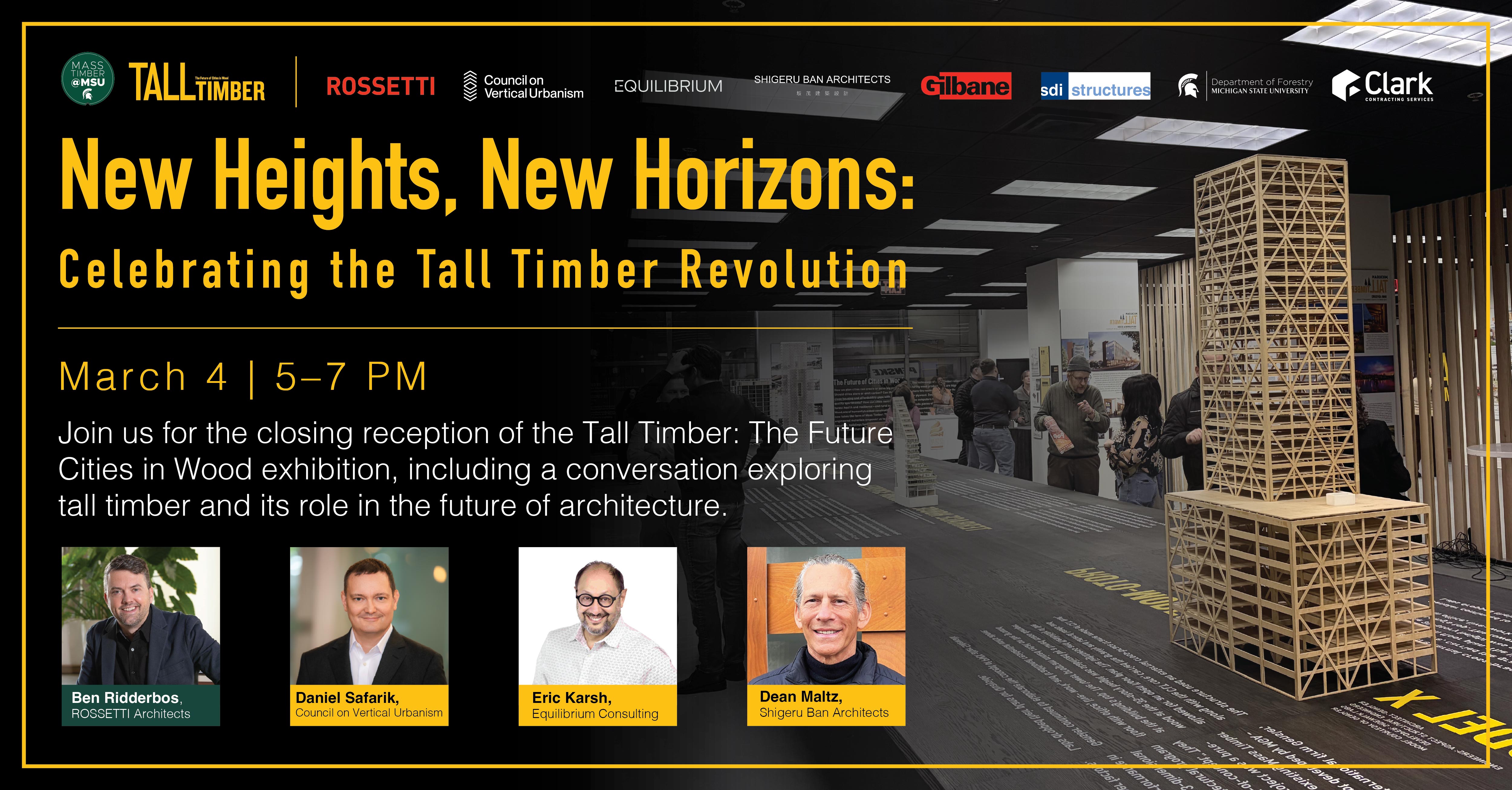 Event flyer for the finale event at the Tall Timber exhibit in Detroit on March 4.