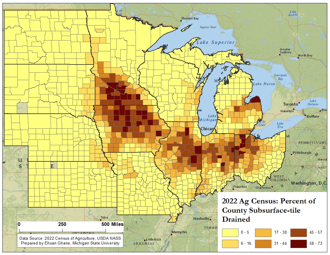 Midwest Drainage Percent by County