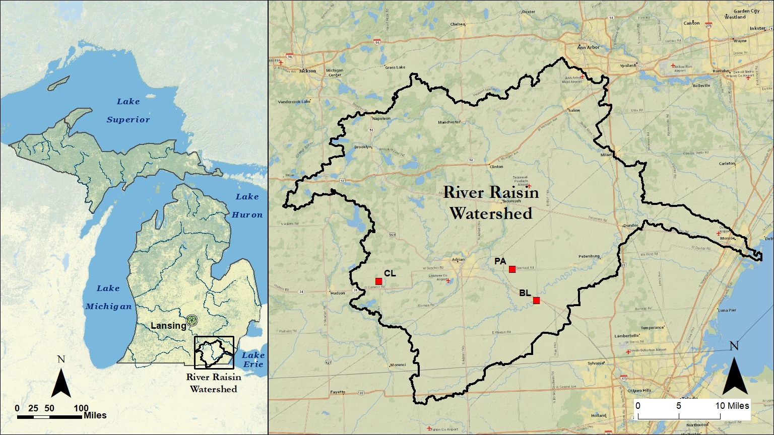 map of sites in Western Lake Erie Basin