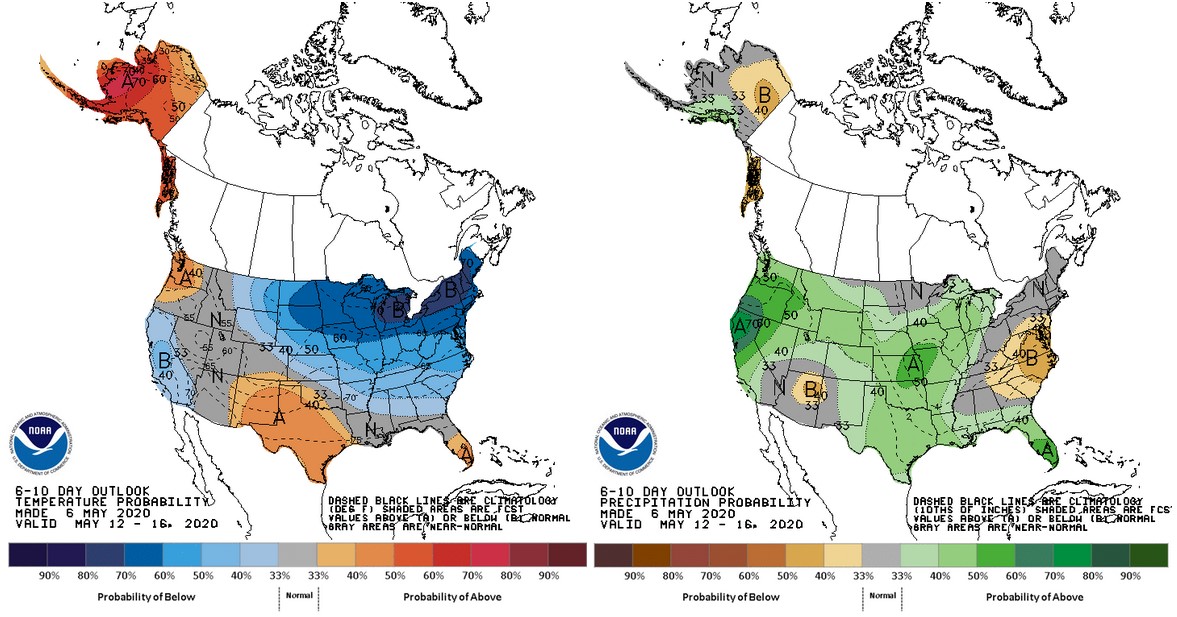 6-10 day outlook for temperature and precipitation