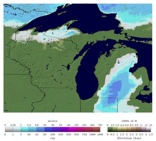 Snow depth for the Great Lakes Region on 11-30-11 Snow depth for the Great Lakes Region on 11-30-11